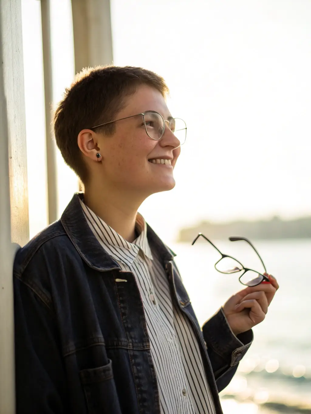 A person holding their glasses, with a bright and clear background, emphasizing the benefits of Maser Health's vision coverage.