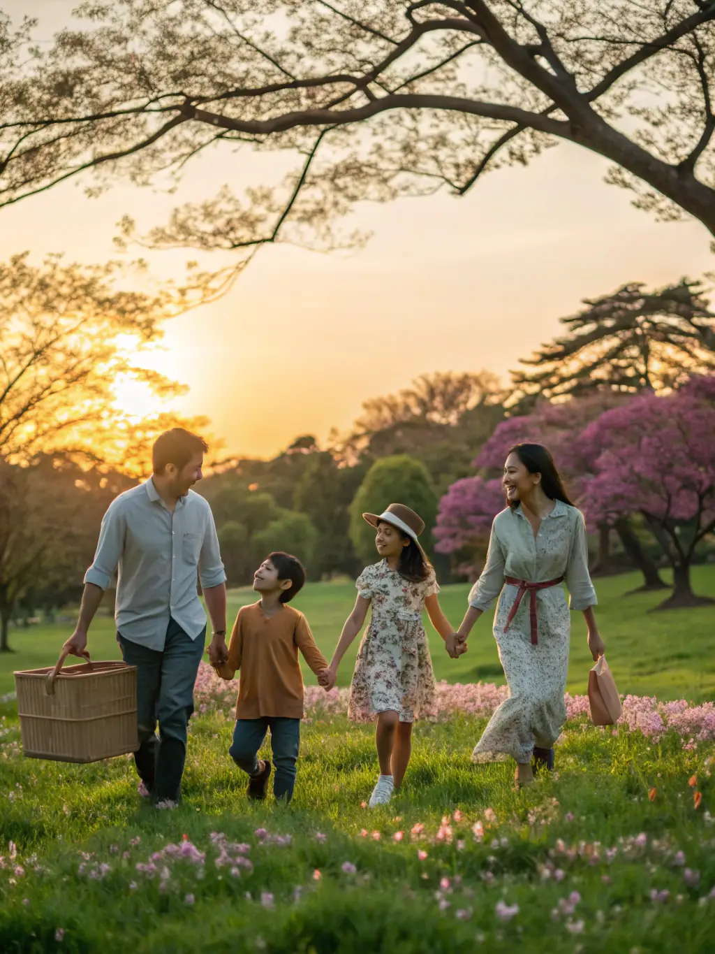 A family happily hiking, representing the overall health coverage provided by Maser Health.