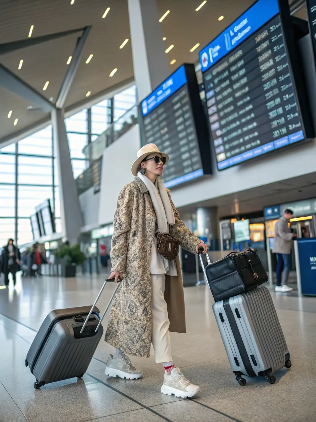 A person confidently traveling with a suitcase, symbolizing the portability of Maser Health insurance plans.